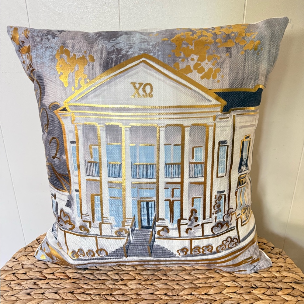 OLE MISS CHI OMEGA sorority pillow by Rachel Brooks new with tag